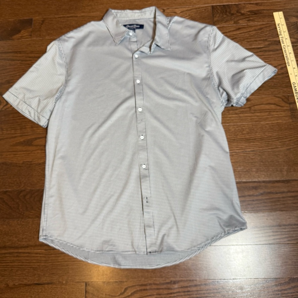 Desert Dunes, Black & White Check Short Sleeve Button Down Size L